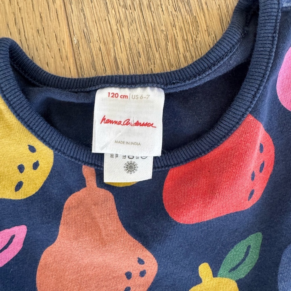 Hanna Andersson Girls Pear Twirl Dress Blue Size 6-7 - Picture 4 of 4
